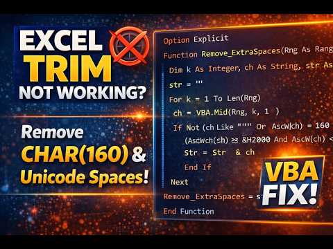 Excel TRIM Not Working? 😱 Fix Hidden Spaces Using VBA (Real Solution). #Viral and #Excel