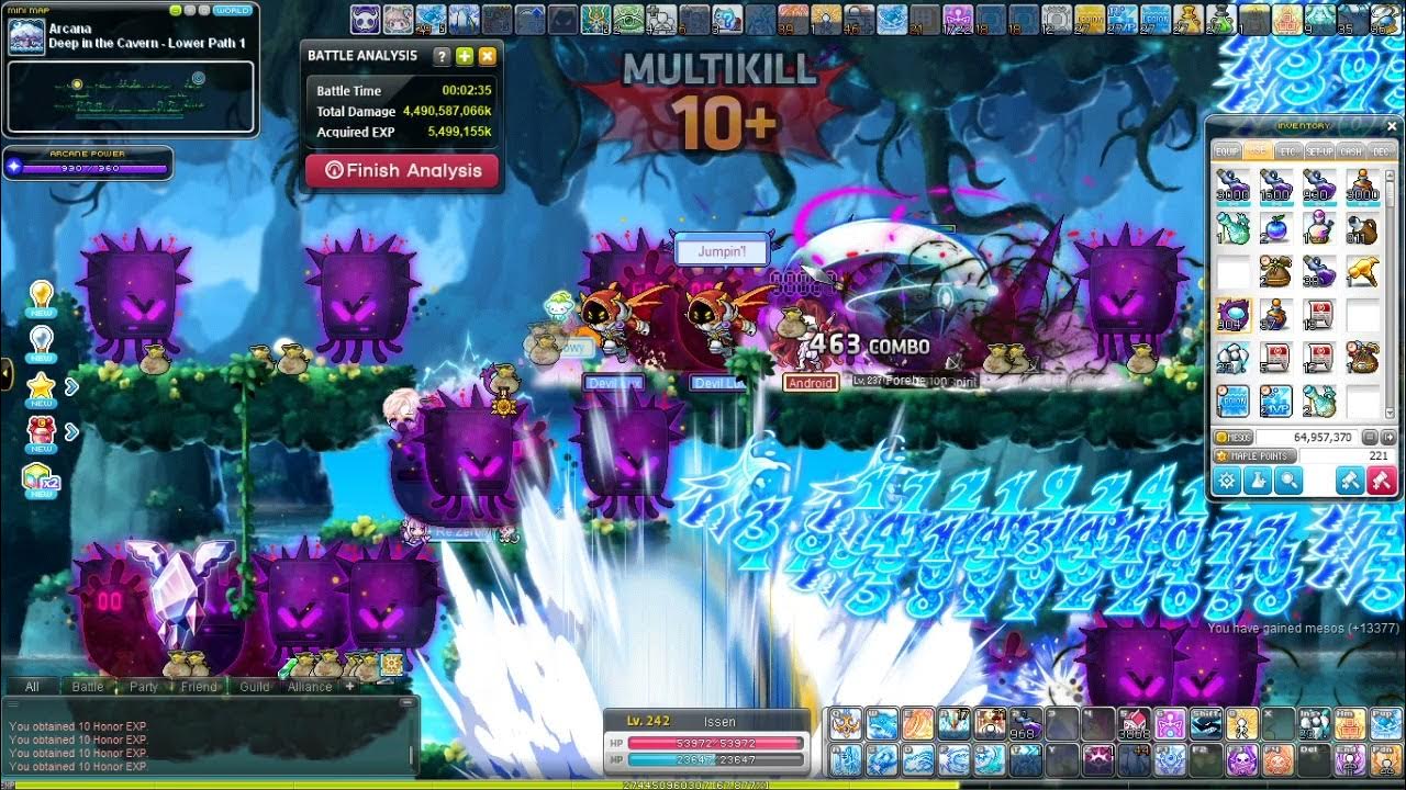 Maplestory GMS Luna Thunder Breaker/Striker Arcana training 6 min with