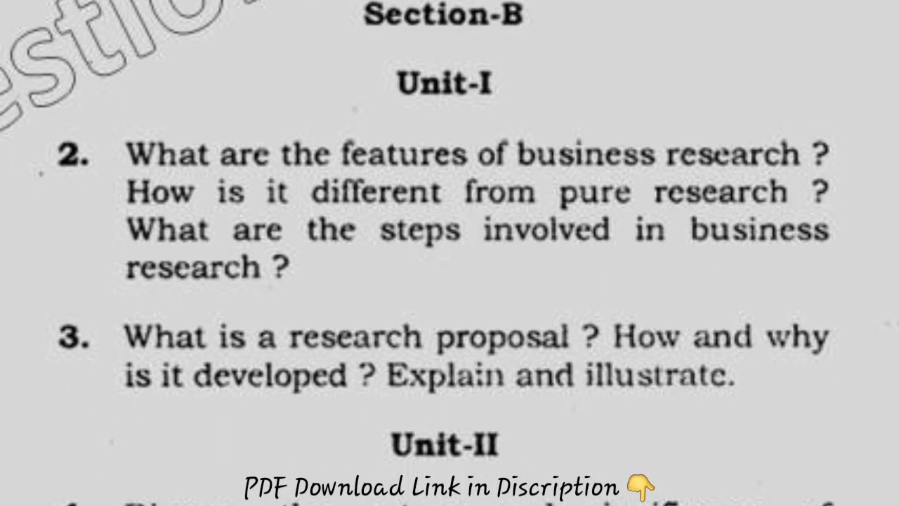 business research methods question paper bba