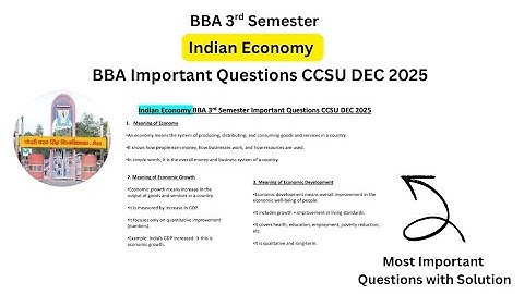 Important Questions of Indian Economy BBA 3rd semester 2025 #indianeconomy #bba3rdsemester #ccsu 