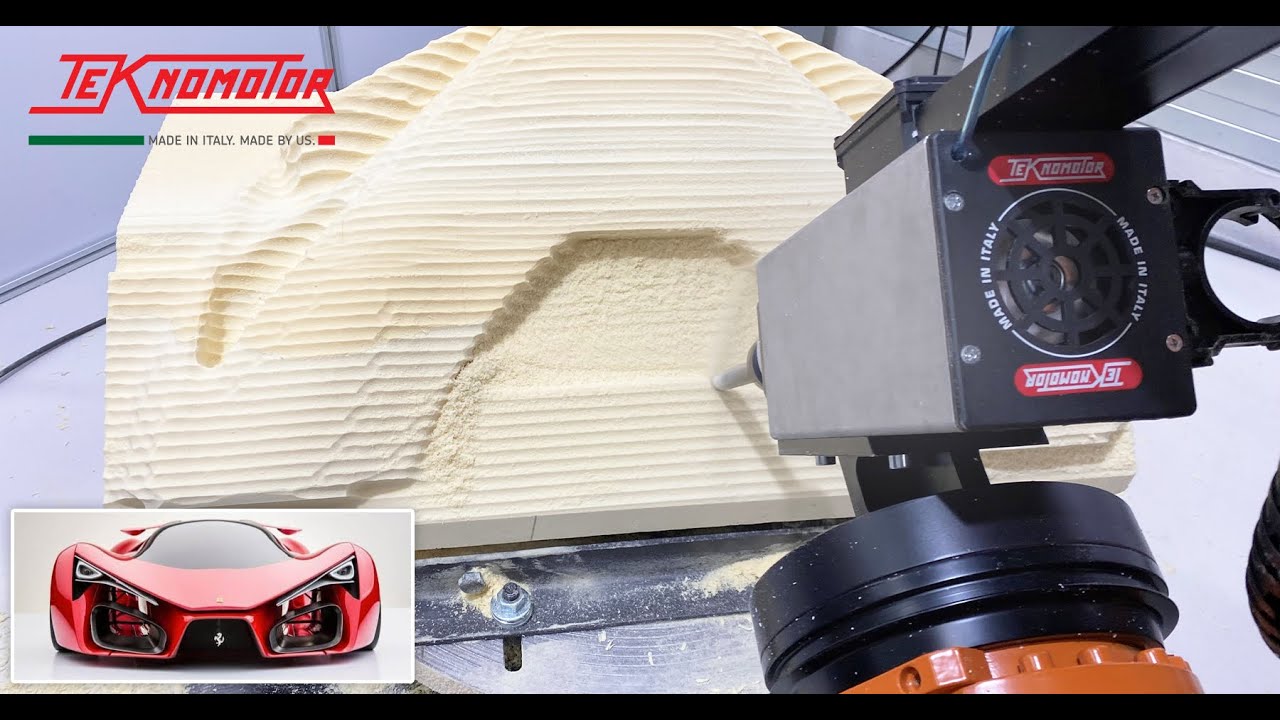 Teknomotor spindle, Live Action | Ferrari F80 Concept car model | Robot Milling (Part 1)