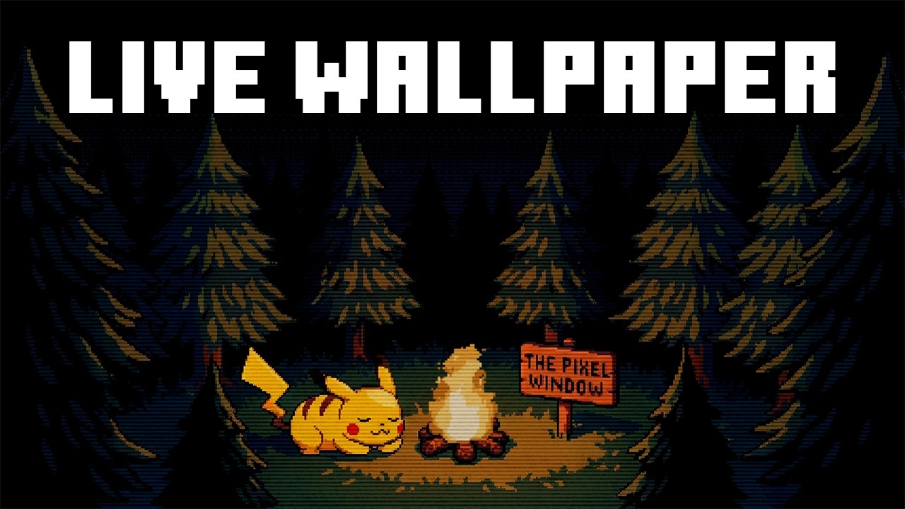 Sleeping Pikachu Campfire in the Woods 🔥 Pokemon Pixel Art Live Wallpaper (8 Hours)