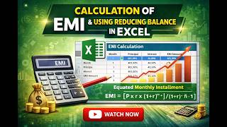 Calculation of EMI using Reducing Balance method in Excel