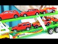 Red Toy cars transported by a car carrier | Red cars for kids