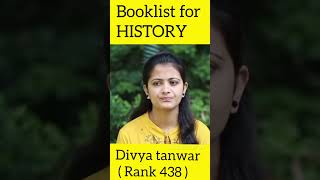 Booklist for history for UPSC CSE | Divya tanwar rank (438)| #heavenlbsnaa screenshot 2