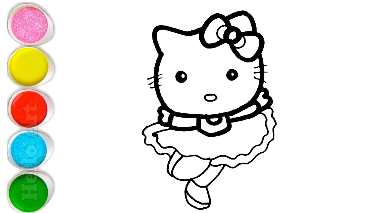 Cute Hello Kitty Drawing, Painting and Coloring For Kids and Toddlers_ Easy Drawing