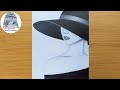 How to draw lady with a hat for beginners || Pencil sketch || şapka ile bir bayan nasıl çizileceğini