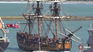 Replica of Captain Cook’s Endeavour docks in Gisborne for Tuia 250 commemorations