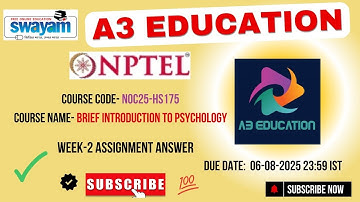 NPTEL Brief Introduction to Psychology Week 2 Assignment Answers | NOC25-HS175 | July–Dec 2025