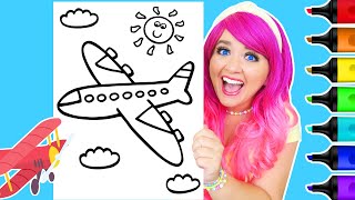 Coloring an Airplane Coloring Page | Ohuhu Art Markers