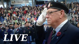 Remembrance Day ceremony and ringing of Bells of Peace at Sudbury arena 2018