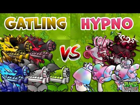 PVZ Fusion 2.4 : Challenge - Team Gatling Pea VS Hypno Fusion Plants VS ...