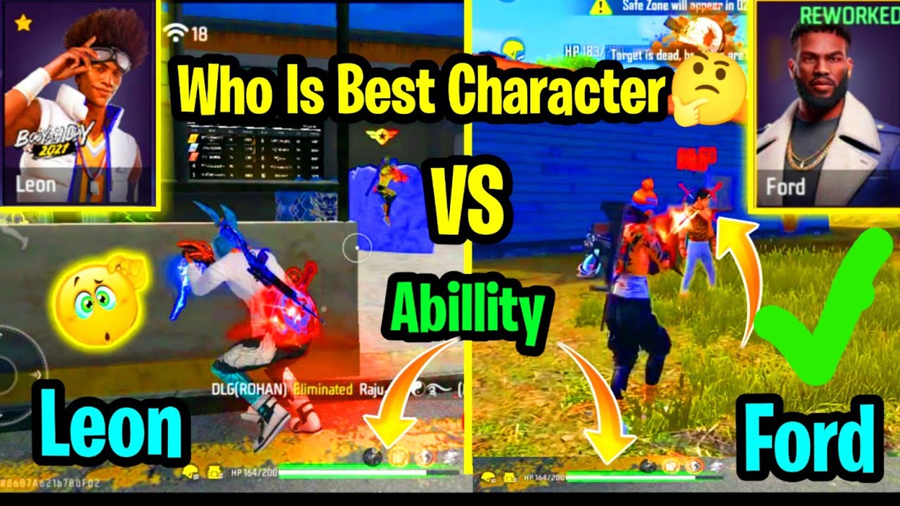 Who Is Best Character🤔Free Fire leon vs ford character ability🔥In bangla Gamer Joy Bhai