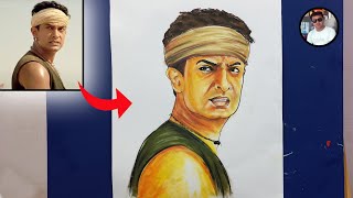 Amir Khan (LAGAAN) Drawing | Drawing Tutorial | Water Colours | By Kailash Prajapati |