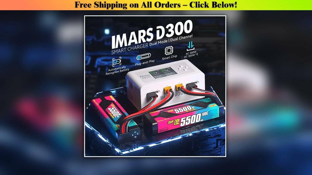0verShoot Gens Ace IMARS D300 Smart Balance Charger Dual Channel Lipo Battery Charger G-Tech