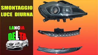 Scomposizione fari lancia delta 3 striscia led sostituzione lampade alogene