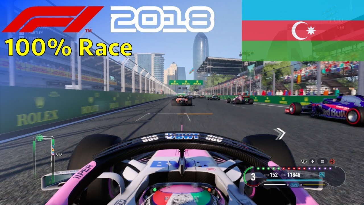 F1 2018 - 100% Race at Baku City Circuit, Azerbaijan in Pérez' Force India