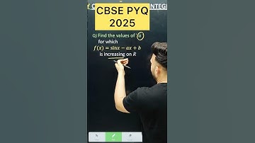Q) Find the values of a for which 𝑓(𝑥)=sin𝑥−𝑎𝑥+𝑏  is increasing on 𝑅 CBSE PYQ 2025 MathsClass 12
