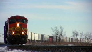 BNSF 5619 West in a Six Engine Consist Near Lee, Illinois on 12-29-09
