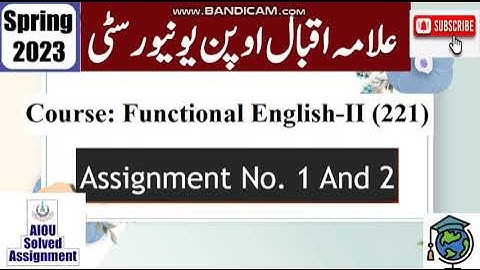 ⏩ AIOU Code 221 Solved Assignment No.1 & 2 Spring 2023 || Subject: English - II || Level: Matric