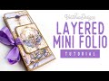 Layered mini folio tutorial  purple  gold crafting printables kit  free measurements sheet