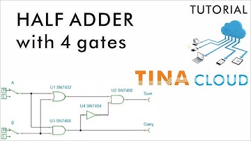 Simulation of Half Adder with 4 Gates using TINACloud