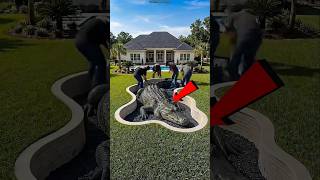 Unique Fish &amp; Crocodile Fountain Build 🐟 #FountainArt #Innovation #Shorts
