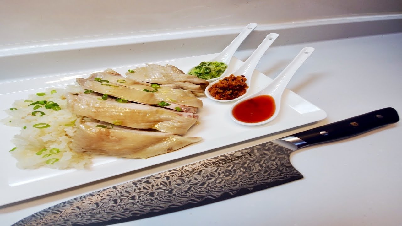 Hainanese Chicken with Ginger chives sauce YouTube