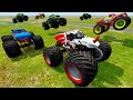 Bigfoot &amp; Big Monster Trucks, Freestyle, Racing, BeamNG High Speed Jumps and Crashes
