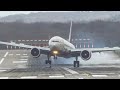 BOEING 777 CROSSWIND LANDING + Airbus A330 Departure at Düsseldorf Airport (4K)