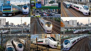 [4K] E657系特急列車：東京都内で会える在来線特急「ひたち」「ときわ」Limited express trains on conventional lines in Tokyo