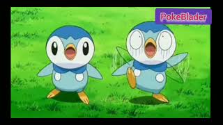 Gible finds out Dawn's piplup with draco meteor