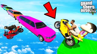 FRANKLIN TRIED IMPOSSIBLE LIMOUSINE CAR JUMP PARKOUR RAMP CHALLENGE GTA 5 | SHINCHAN and CHOP screenshot 4