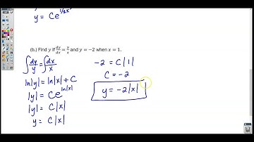 Section 7-7 Video 1- Finding Particular Solutions Using Initial Conditions & Separation of Variables
