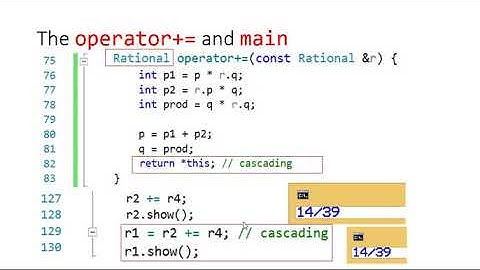 Overloading operators += (add) -(minus) ~(tilde) for Rational class