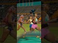 Shericka Jackson and Tina Clayton putting on a show at the Jamaican Champs 🔥