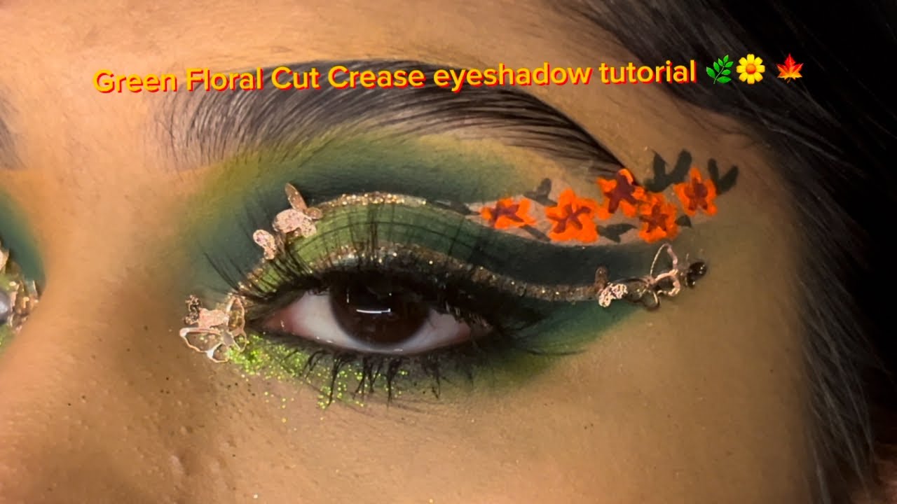 Green Floral Cut Crease eyeshadow tutorial 🌿🌼 🍁 - YouTube