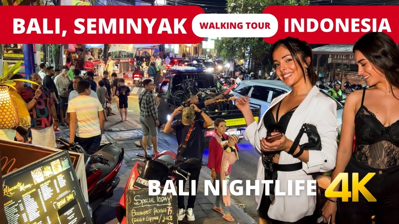 ⁣BALI NIGHTLIFE  SEMINYAK Bali Indonesia night walking tour 4k | Bali 2023
