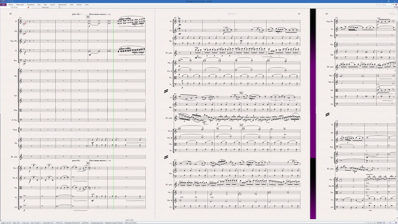 Khachaturian Flute Concerto (4K score, Sibelius Sounds) YouTube