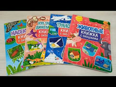 КНИЖКА С ОКОШКАМИ ДЛЯ ДЕТЕЙ. НАСЕКОМЫЕ. КТО ТАКИЕ ДИНОЗАВРЫ?ТРАНСПОРТ. ЖИВОТНЫЕ.