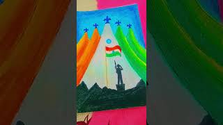 Beautiful simple girl hoisting flag drawing independence day drawing # shorts # ytshorts #  🧡🤍💚