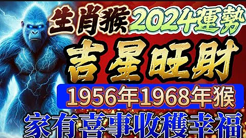 【2024甲辰龍年】生肖猴運勢🐒 屬猴的吉星助財 財運方面非常旺盛｜1956年1968年猴積累豐厚的財富｜偏財運勢看好 三合貴人運旺 | |三世佛緣 - 天天要聞