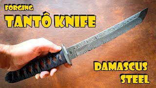 Tantō Knife in Damascus Steel: Detailed Construction