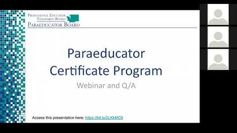 Paraeducator certificate program webinar May 28, 2020