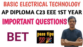 ap diploma C23 eee 1st year basic electrical technology BET important questions|