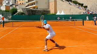Rafael Nadal Practice Match Court Level View vs David Ferrer - Monte Carlo Clay ATP Tennis Training