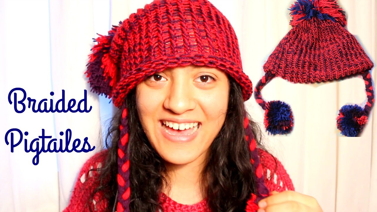 How to add Braided Pigtails to a crochet beanie - YouTube