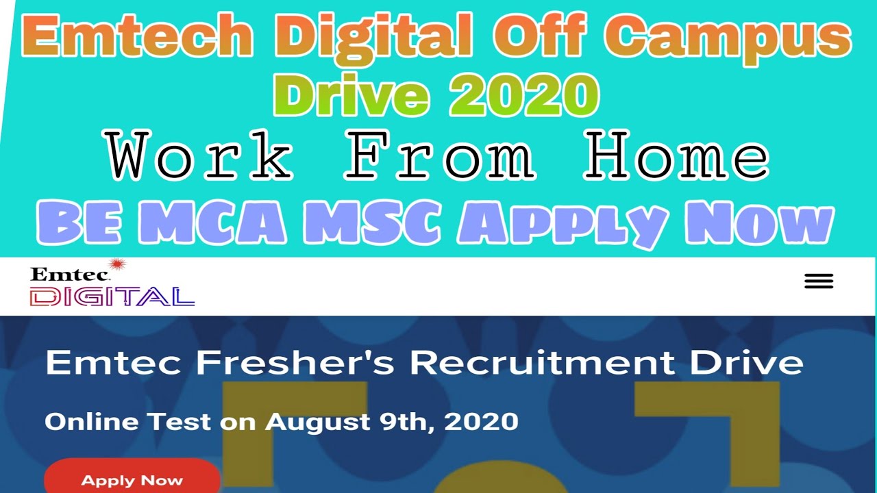 EMTEC DIGITAL Off Campus Drive 2020| Fresher Job 2020 | Work From Home ...