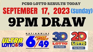 Lotto Result Today 9pm draw September 17, 2023 6\/58 6\/49 Swertres ez2 PCSO