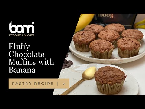 Fluffy chocolate muffins with banana! 🍌